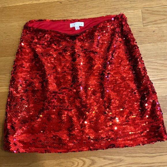 Red Sequin Mini Skirt -XS - Picture 2 of 3